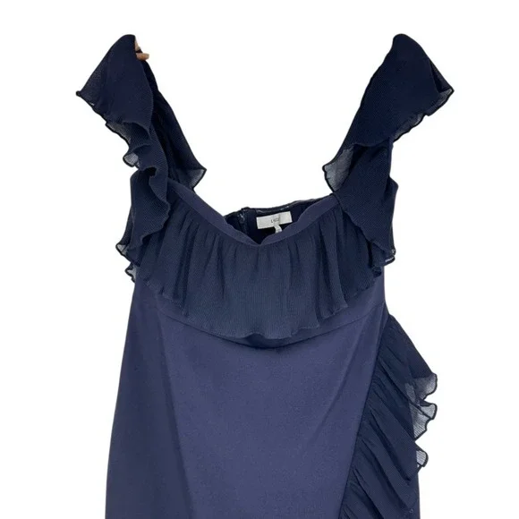 Likely Navy Blue Ruffle Off Shoulder‎ Midi Dress Formal Evening Gown Size 12 - Picture 14 of 16